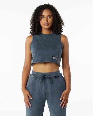 Maiouri Dama Alphalete Very Terry Crop Cutoff Albastri | 701895-CAB