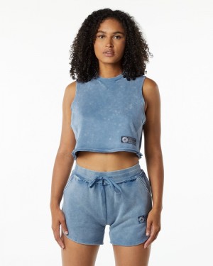 Maiouri Dama Alphalete Very Terry Crop Cutoff Albastri | 216789-BKP