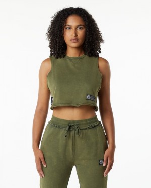 Maiouri Dama Alphalete Very Terry Crop Cutoff Verzi | 543082-XBW