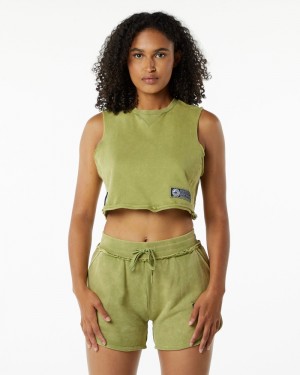 Maiouri Dama Alphalete Very Terry Crop Cutoff Verzi | 482539-IOS
