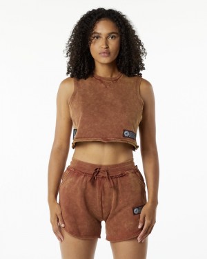 Maiouri Dama Alphalete Very Terry Crop Cutoff Kaki | 472980-AKW