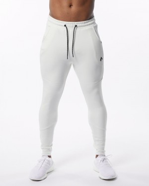 Pantaloni Jogger Barbati Alphalete ELMTS Zip Albi | 380251-MGJ
