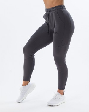 Pantaloni Jogger Dama Alphalete ELMTS Zip Gri | 063479-KJF