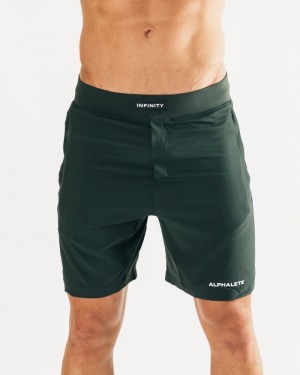 Pantaloni Scurti Barbati Alphalete Infinity 7" Verzi | 081267-NCD