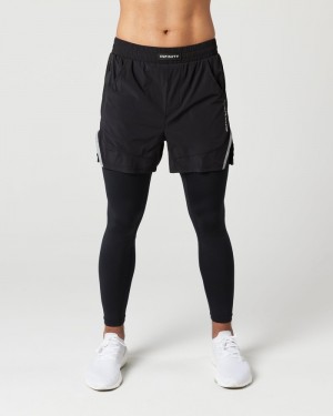 Pantaloni Scurti Barbati Alphalete Infinity 2-in-1 Speed 5.5" Negrii | 507243-FSW