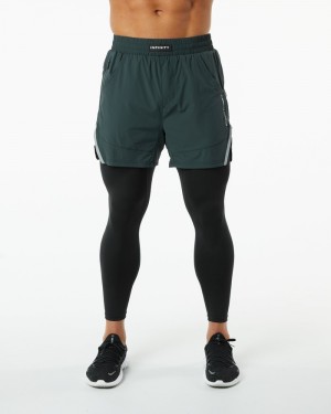 Pantaloni Scurti Barbati Alphalete Infinity 2-in-1 Speed 5.5" Verzi | 178536-ZRX
