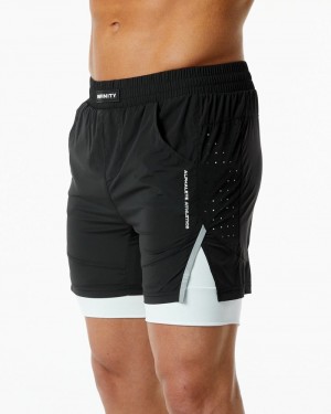 Pantaloni Scurti Barbati Alphalete Infinity Speed 5.5" Negrii Albi | 432819-TOW