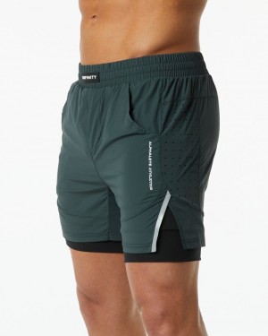 Pantaloni Scurti Barbati Alphalete Infinity Speed 5.5" Verzi | 278196-LRO