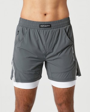 Pantaloni Scurti Barbati Alphalete Infinity Speed 5.5" Gri | 581624-PBD