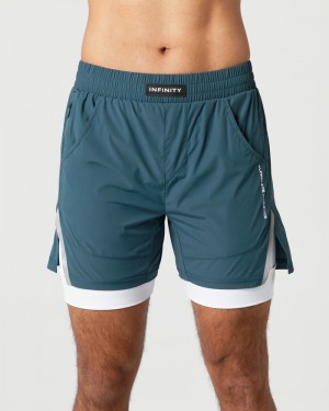 Pantaloni Scurti Barbati Alphalete Infinity Speed 5.5" Albastri | 281360-YDO