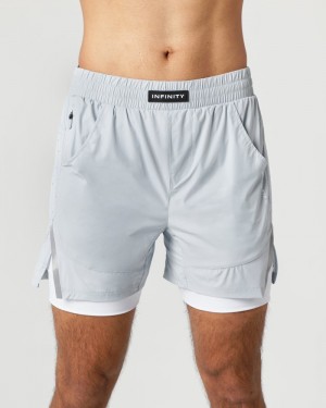 Pantaloni Scurti Barbati Alphalete Infinity Speed 5.5" Gri | 571629-CHB