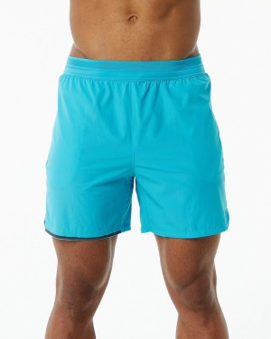Pantaloni Scurti Barbati Alphalete Studio 6" Albastri | 532970-YQT