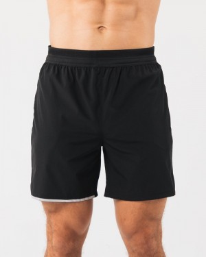 Pantaloni Scurti Barbati Alphalete Studio 6" Negrii Argintii | 653927-MUO