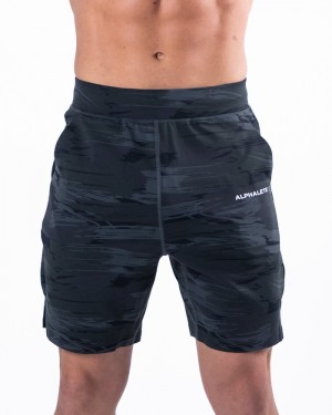 Pantaloni Scurti Barbati Alphalete Trace 8" Negrii Camuflaj | 635297-UON