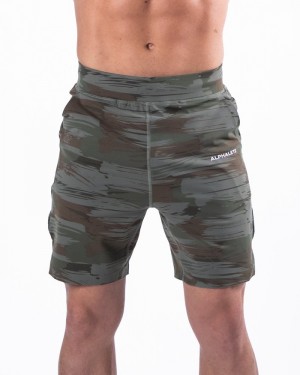 Pantaloni Scurti Barbati Alphalete Trace 8" Masline Verzi Camuflaj | 723958-ZRJ