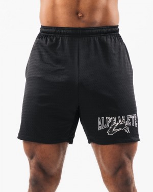 Pantaloni Scurti Barbati Alphalete Wolf Head Mesh 6" Negrii | 249607-LPM