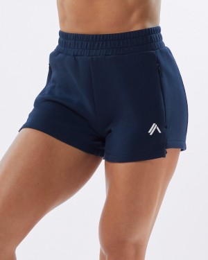 Pantaloni Scurti Dama Alphalete ELMTS Atletism 3.5" Bleumarin | 724915-PXR
