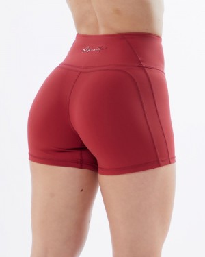 Pantaloni Scurti Dama Alphalete Pulse Surge 4" Rosii | 148690-ZQL