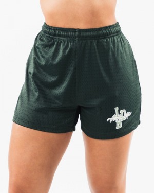Pantaloni Scurti Dama Alphalete Signature Mesh 4" Verzi | 105239-FLO