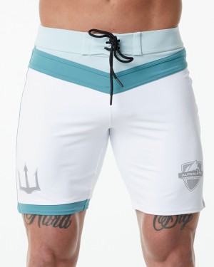 Pantaloni Scurti de Bord Barbati Alphalete Trident Competitie Albi | 792563-YLC