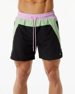 Pantaloni Scurti de Bord Barbati Alphalete Swim Trunk 5.5" Verzi Negrii | 189704-EWV