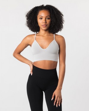 Sutiene Dama Alphalete Seamless Cu Nervuri Gri | 891723-IPF