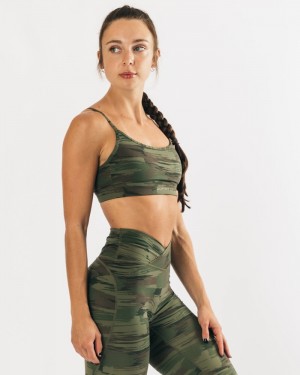 Sutiene Dama Alphalete Surface Limitless Masline Verzi Camuflaj | 476283-DWT