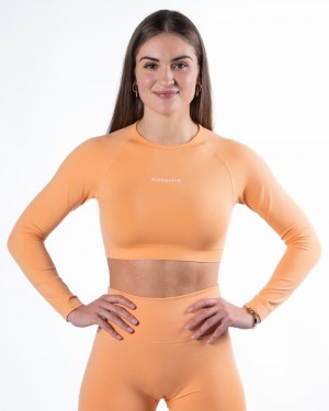 Tricouri Dama Alphalete Amplify LS Crop Corai | 039671-PRU