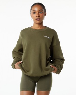 Tricouri Dama Alphalete Clasici Crew Masline Verzi | 802936-QVU