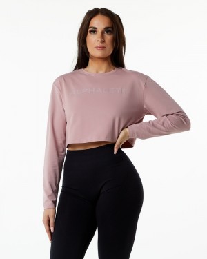 Tricouri Dama Alphalete Core LS Crop Violet | 105847-SCO