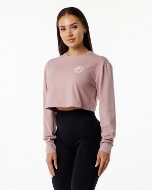 Tricouri Dama Alphalete Dynasty LS Crop Violet | 284069-MIU