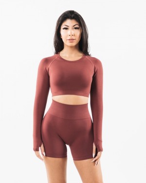 Tricouri Dama Alphalete Stratus LS Crop Visinii | 123098-EKM