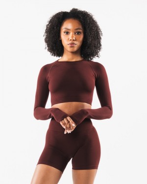 Tricouri Dama Alphalete Stratus LS Crop Visinii | 420617-FIZ