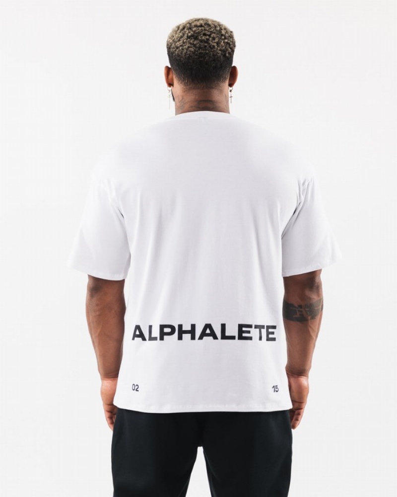 Camasa Barbati Alphalete Brushed Crest Albi | 367295-JOP