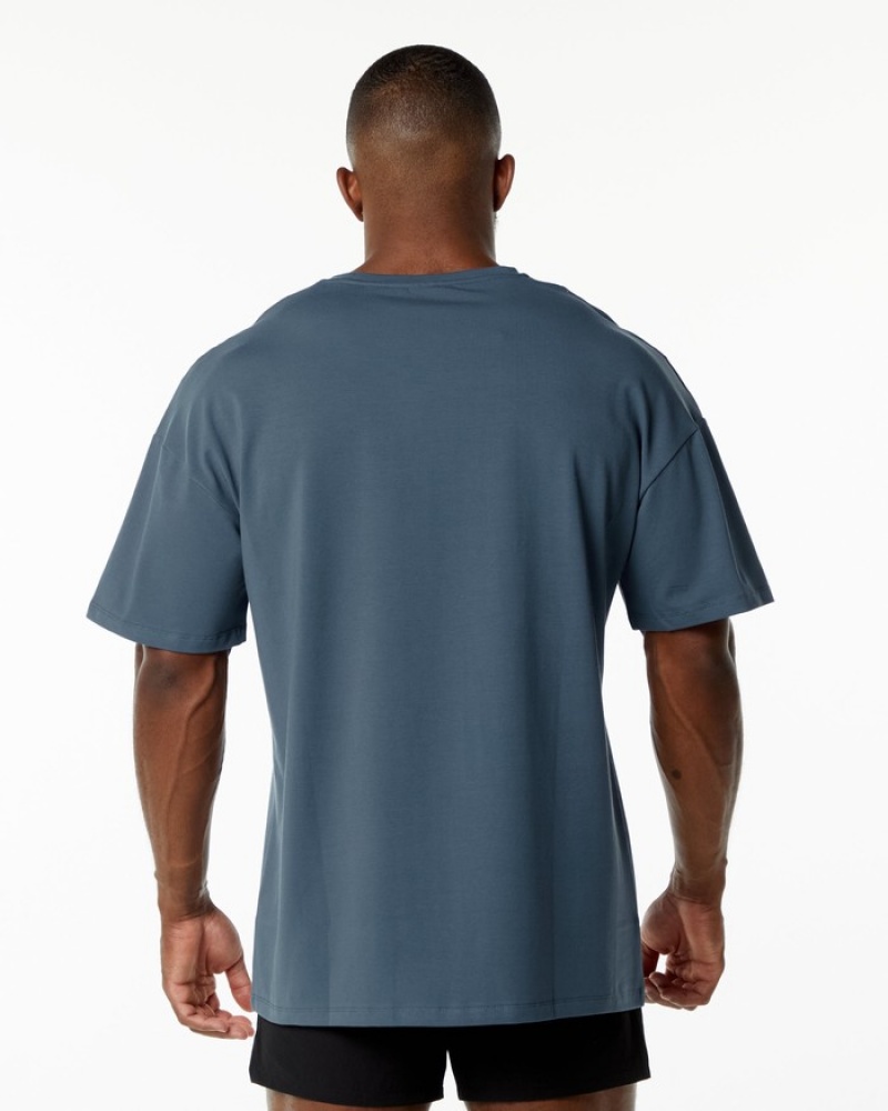 Camasa Barbati Alphalete Emblem Albastri | 083716-LVF