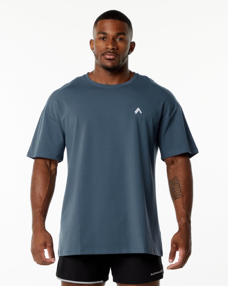 Camasa Barbati Alphalete Emblem Albastri | 083716-LVF