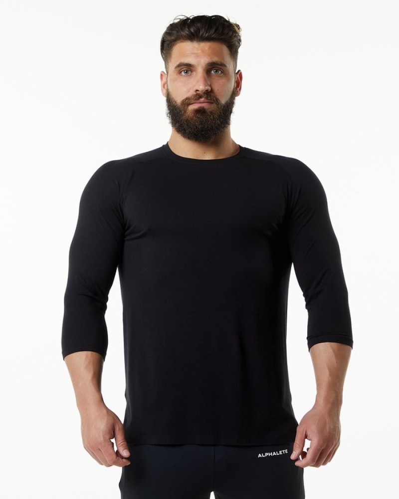 Camasa Barbati Alphalete Evo 3/4 Sleeve Negrii | 401976-AZG