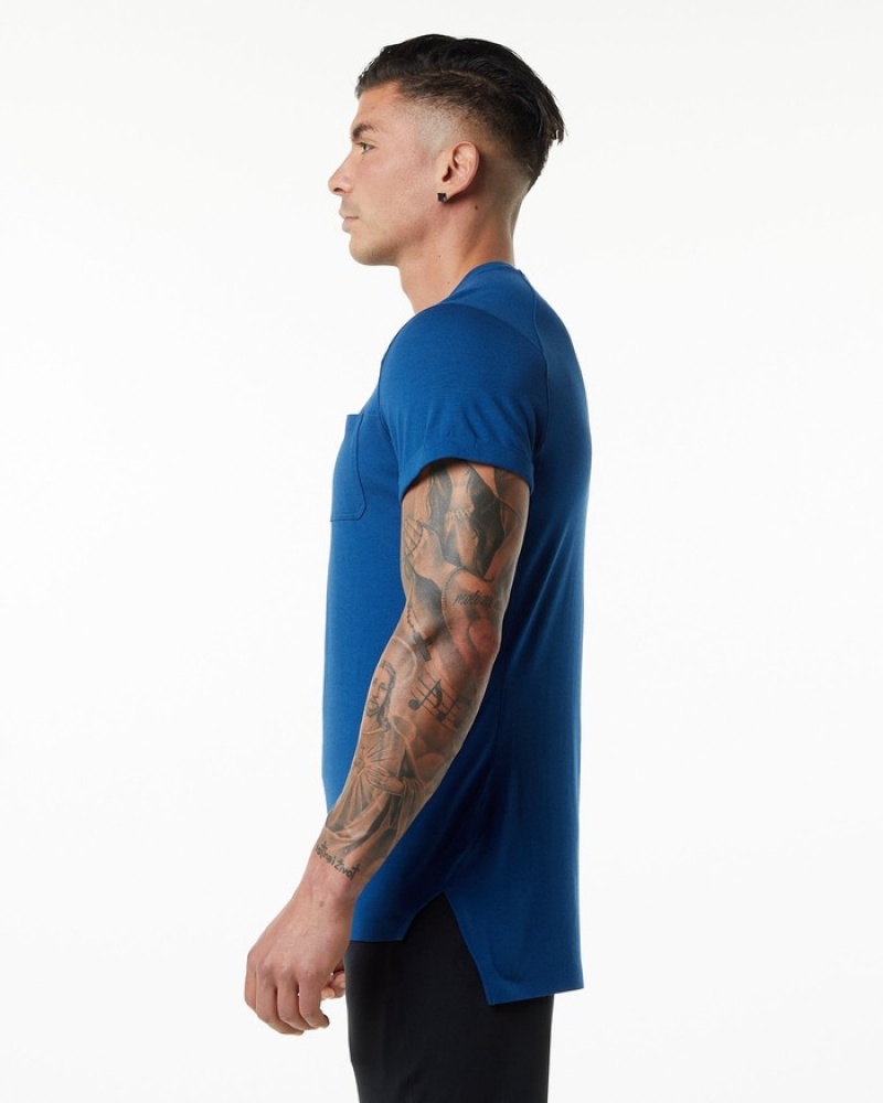 Camasa Barbati Alphalete Evo Pocket Albastri | 140357-WSF