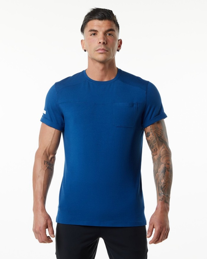 Camasa Barbati Alphalete Evo Pocket Albastri | 140357-WSF