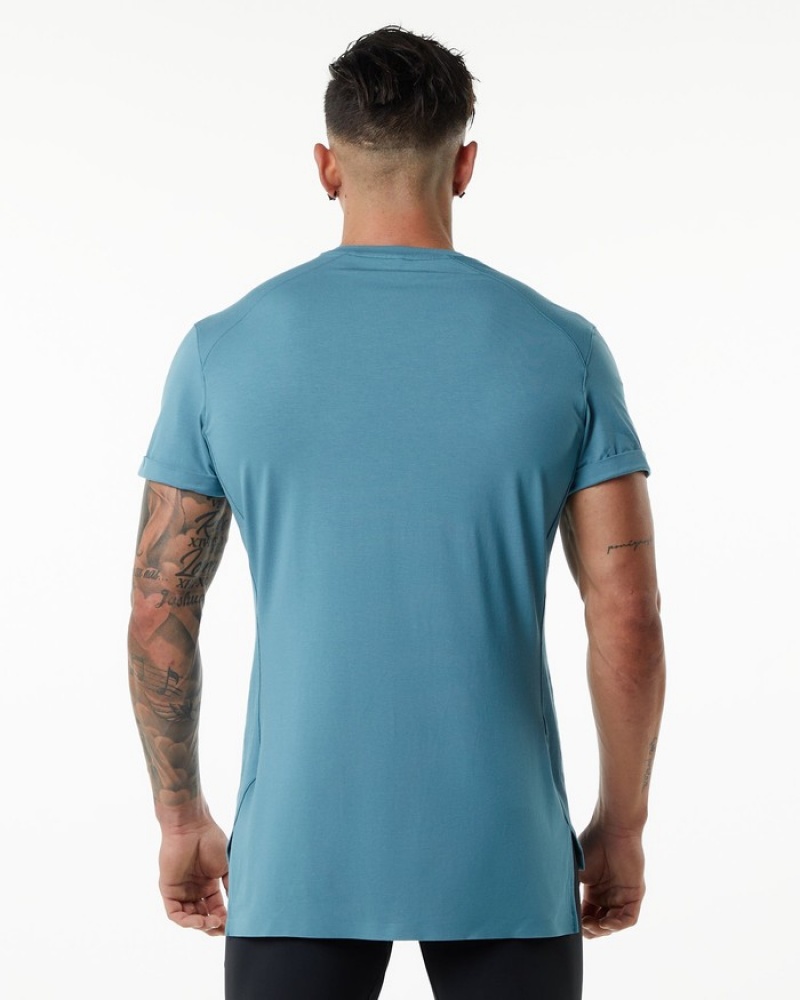 Camasa Barbati Alphalete Evo Pocket Albastri | 432619-YUP