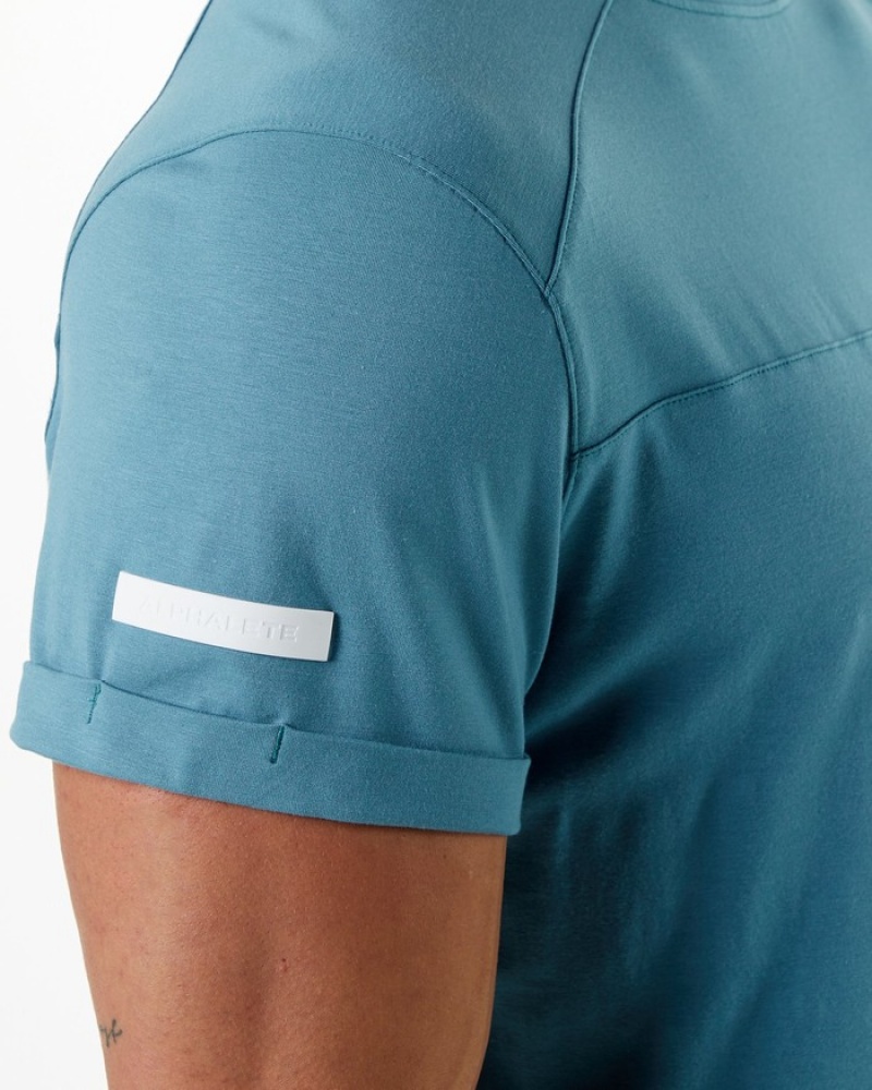 Camasa Barbati Alphalete Evo Pocket Albastri | 432619-YUP