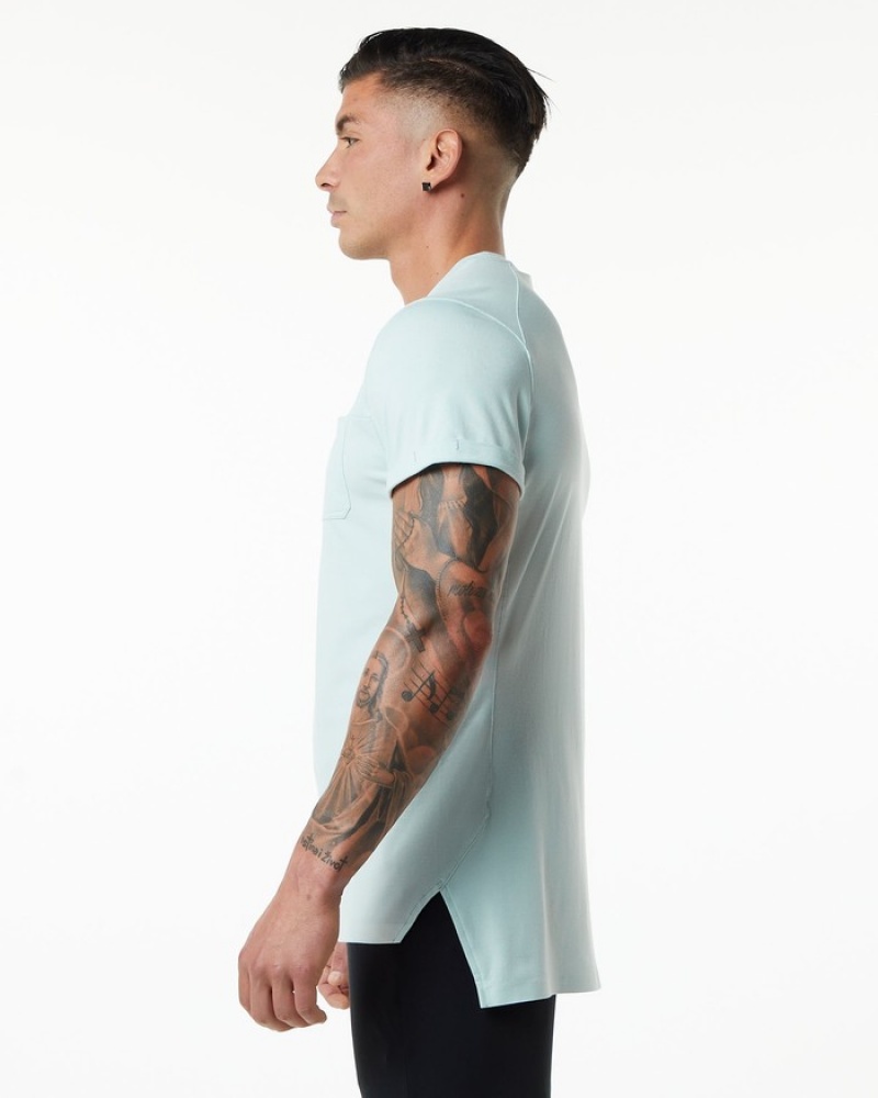 Camasa Barbati Alphalete Evo Pocket Albastri | 608341-EOS