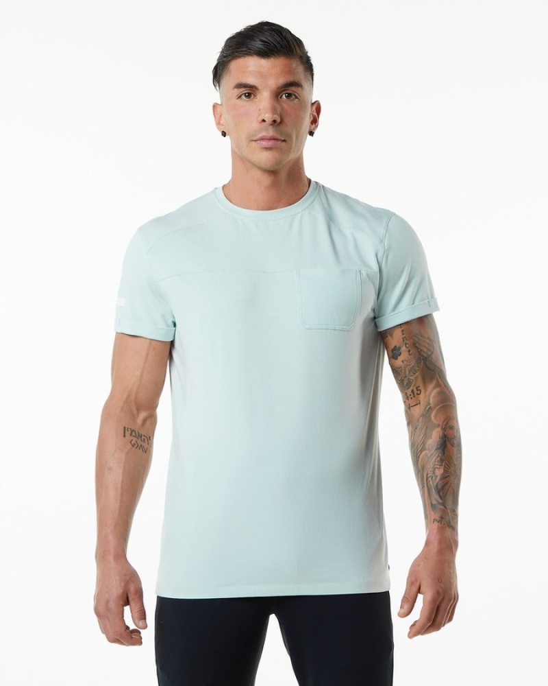 Camasa Barbati Alphalete Evo Pocket Albastri | 608341-EOS