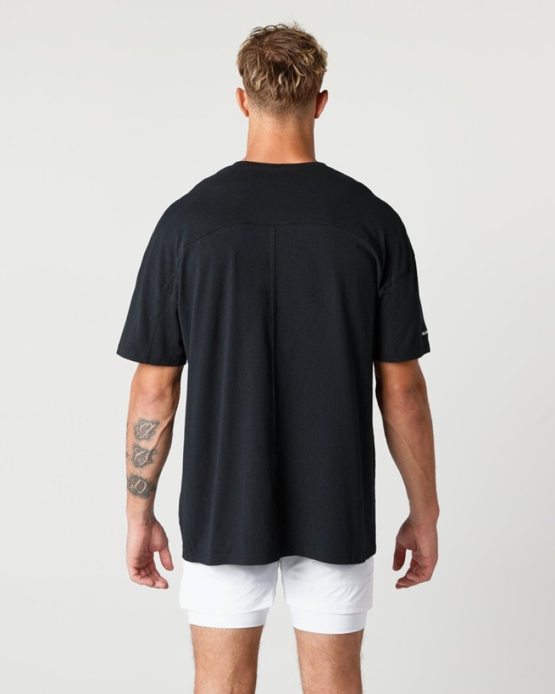 Camasa Barbati Alphalete Heavy Bumbac Core Negrii | 695037-JXL