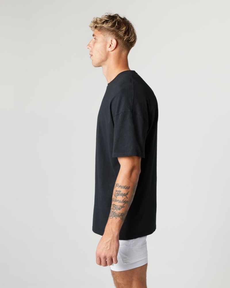 Camasa Barbati Alphalete Heavy Bumbac Core Negrii | 695037-JXL