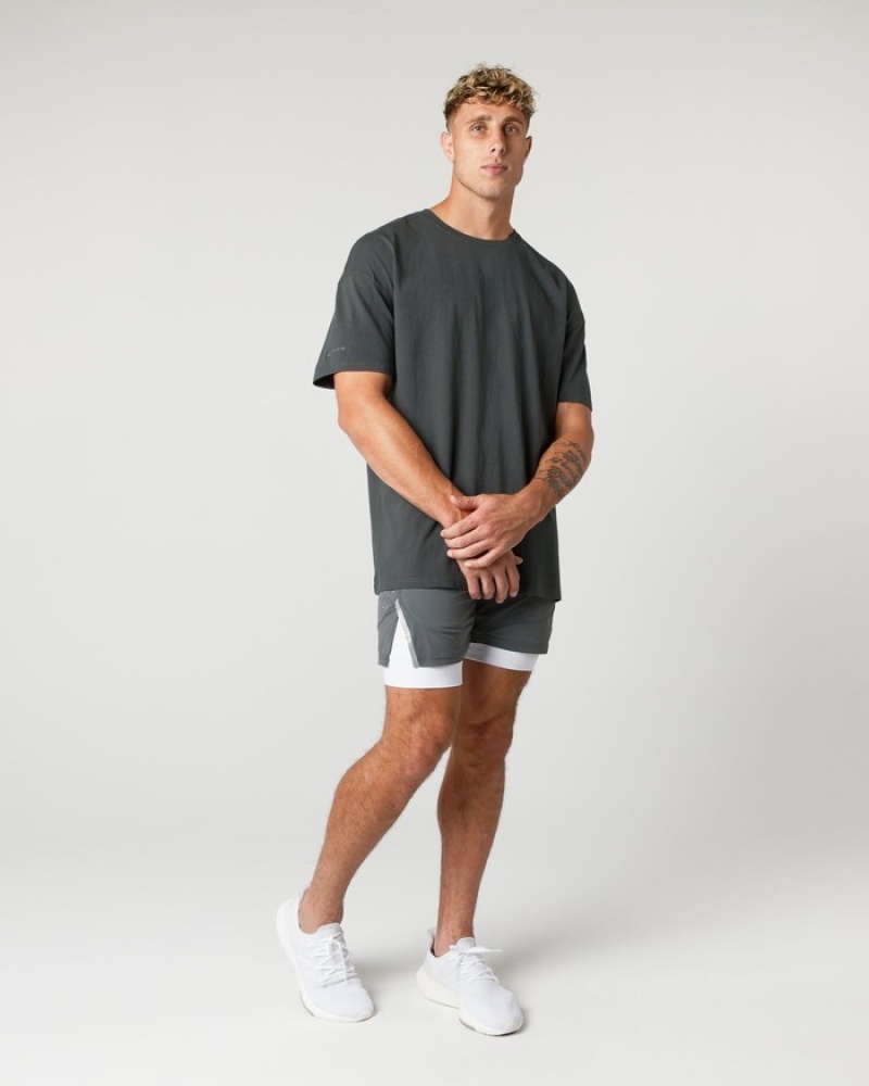 Camasa Barbati Alphalete Heavy Bumbac Core Gri | 710385-UHE