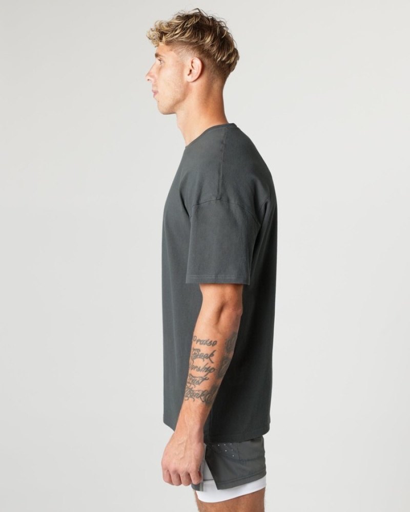 Camasa Barbati Alphalete Heavy Bumbac Core Gri | 710385-UHE