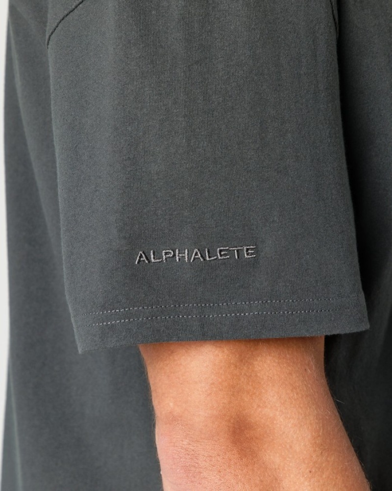 Camasa Barbati Alphalete Heavy Bumbac Core Gri | 710385-UHE