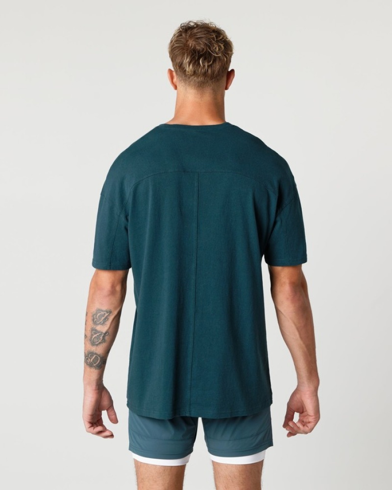 Camasa Barbati Alphalete Heavy Bumbac Core Albastri | 139608-AWC