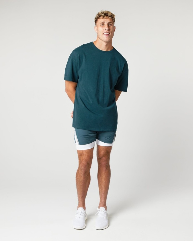Camasa Barbati Alphalete Heavy Bumbac Core Albastri | 139608-AWC
